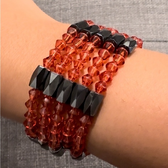 ⚜️3 for $30⚜️ Vintage Hematite Wrap Necklace / Bracelet (Red faceted crystals) - Picture 15 of 15